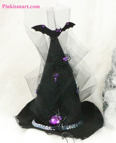 Pet Clothes Halloween Witch Hat Bat Theme Published Large Front
