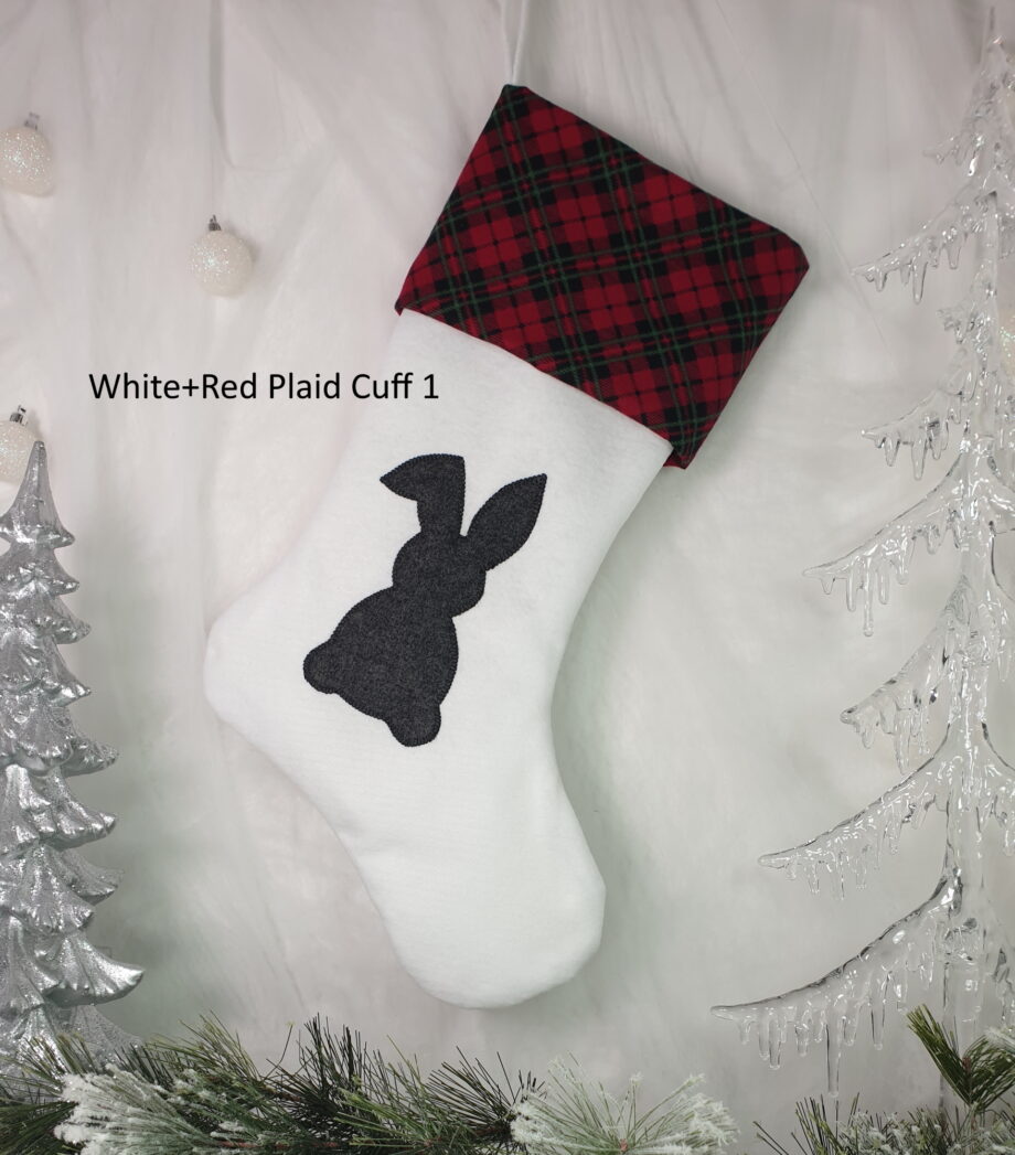 White+Red Plaid Cuff Lop-Eared Bunny Published Low